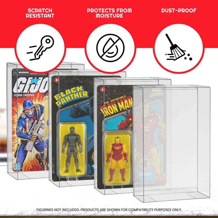Action Figure Protective Case for Carded Star Wars and GI Joe  3.75'' (Shallow, 30MM) - 10 Pack