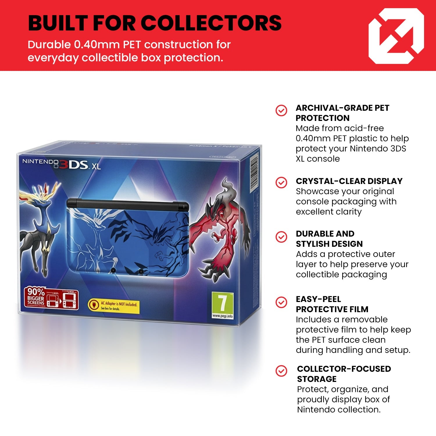 Nintendo 3DS XL Console Box EVORETRO Protector 0.40MM - Pack of 1
