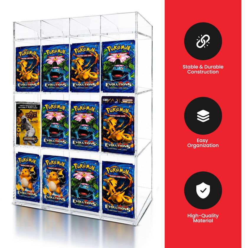EVORETRO Acrylic Display Stand for Booster  DispenserPacks – Retail Counter Unit with Top Shelf