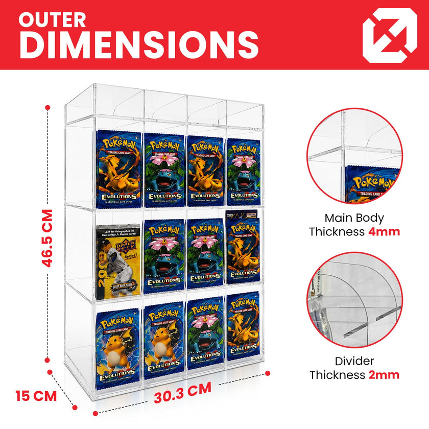 EVORETRO Acrylic Display Stand for Booster  DispenserPacks – Retail Counter Unit with Top Shelf