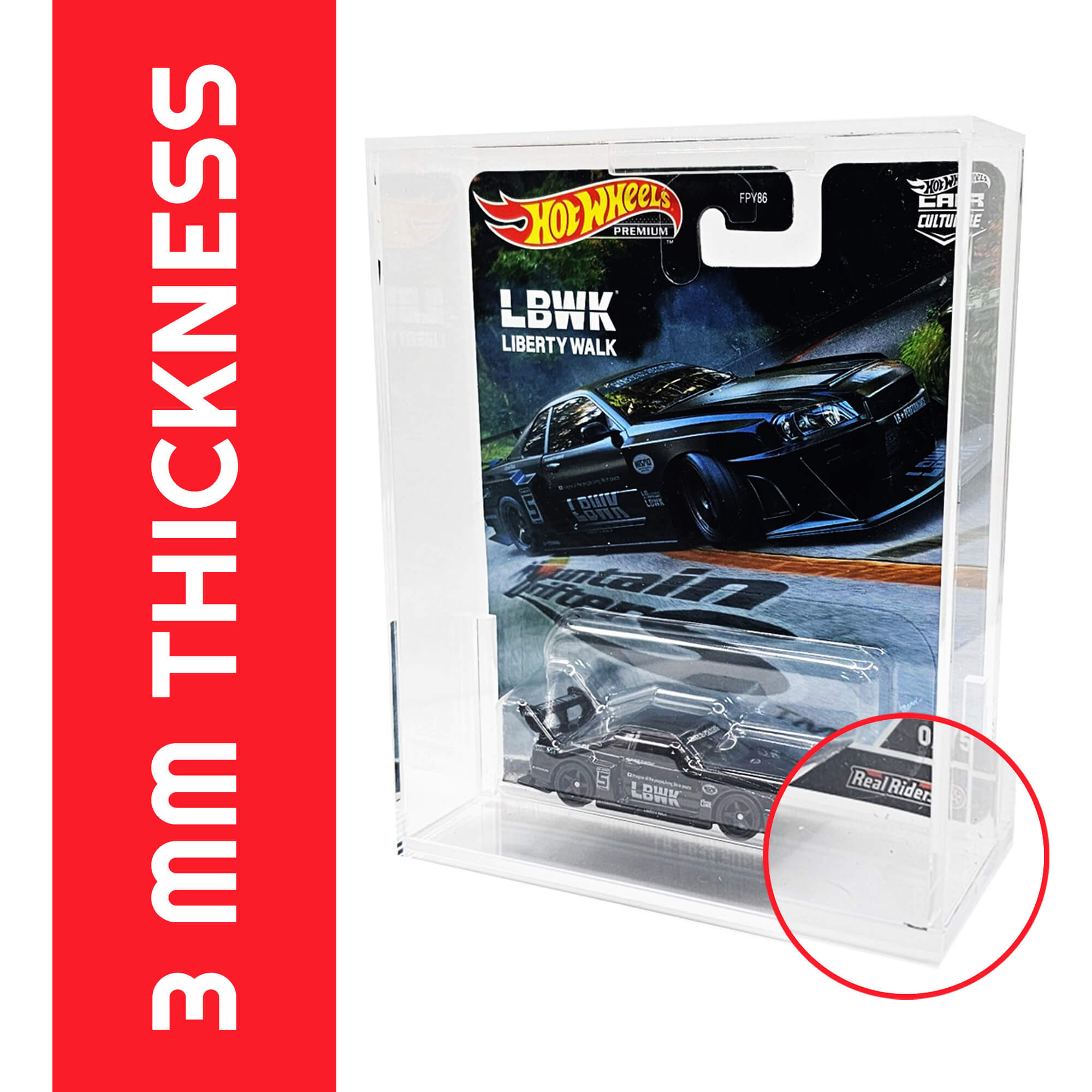 EVORETRO Acrylic Protector Case for Hot Wheels Premium, Pack of 2