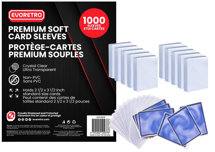 EVORETRO Premium Soft Card Sleeves - Pack of 1000