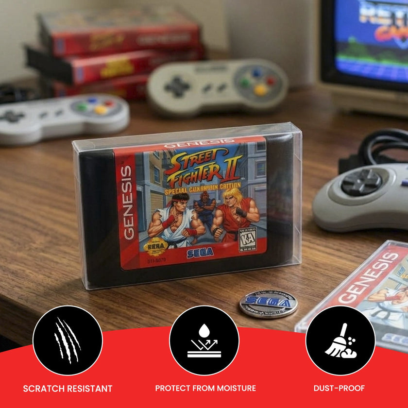 SEGA GENESIS Cartridge Only / SEGA MEGA Cartridge Only / Audio Cassette EVORETRO Case With Sticker - Pack of 25