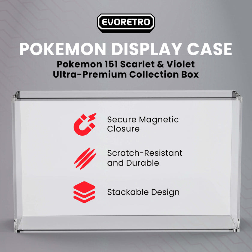 EVORETRO Acrylic Case Display for Pokemon 151 Scarlet Mega Charizard EX & Violet Ultra-Premium Collection Box