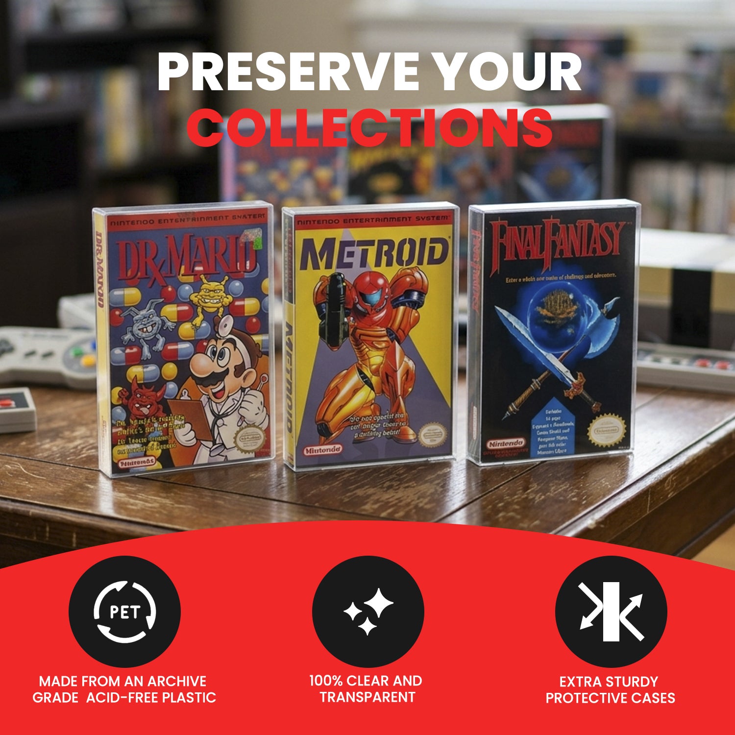 Nintendo NES (Game box) EVORETRO PET Protectors - Pack of 25