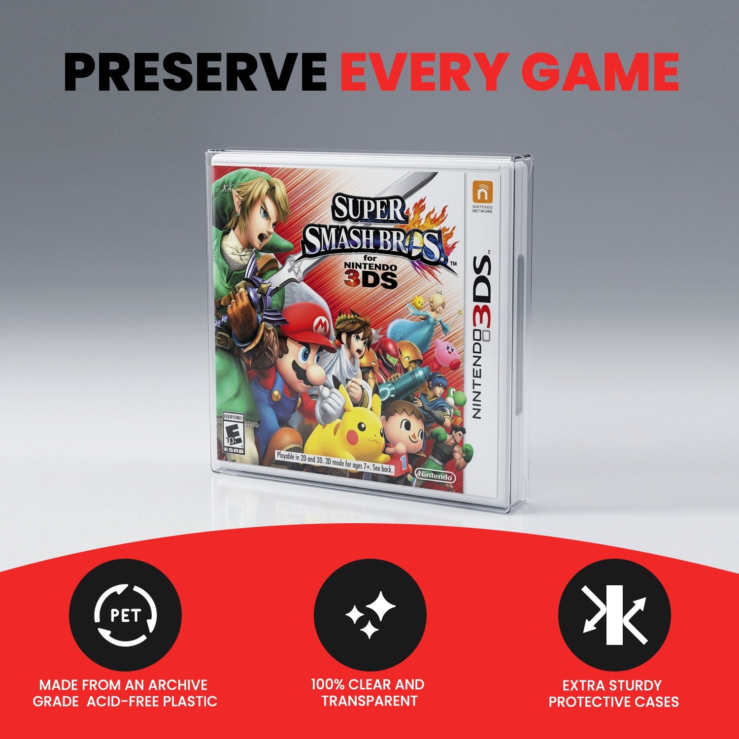 Nintendo 3DS (NTSC) - EVORETRO PET Protectors - Pack of 25