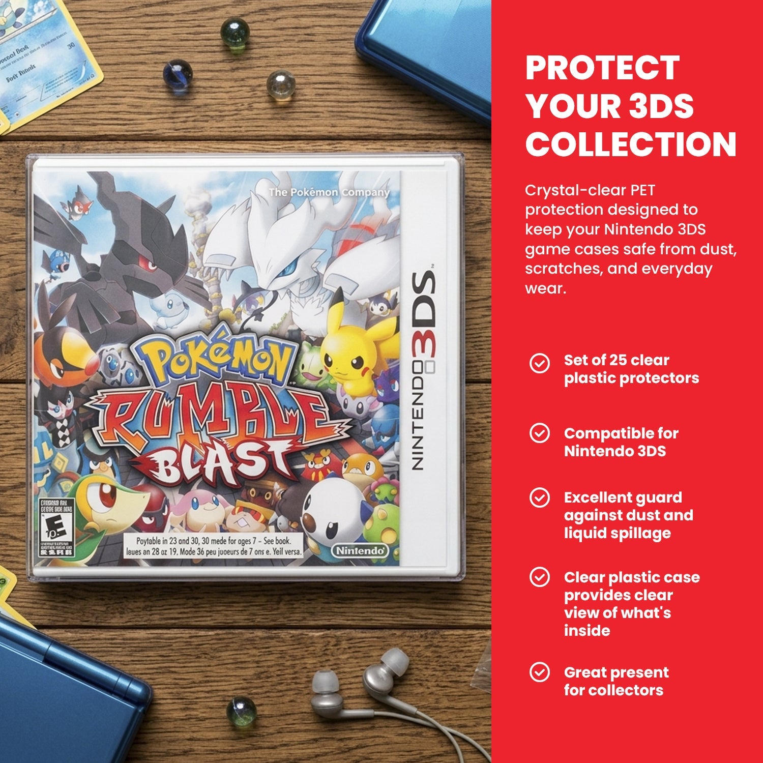 Nintendo 3DS (NTSC) - EVORETRO PET Protectors - Pack of 25