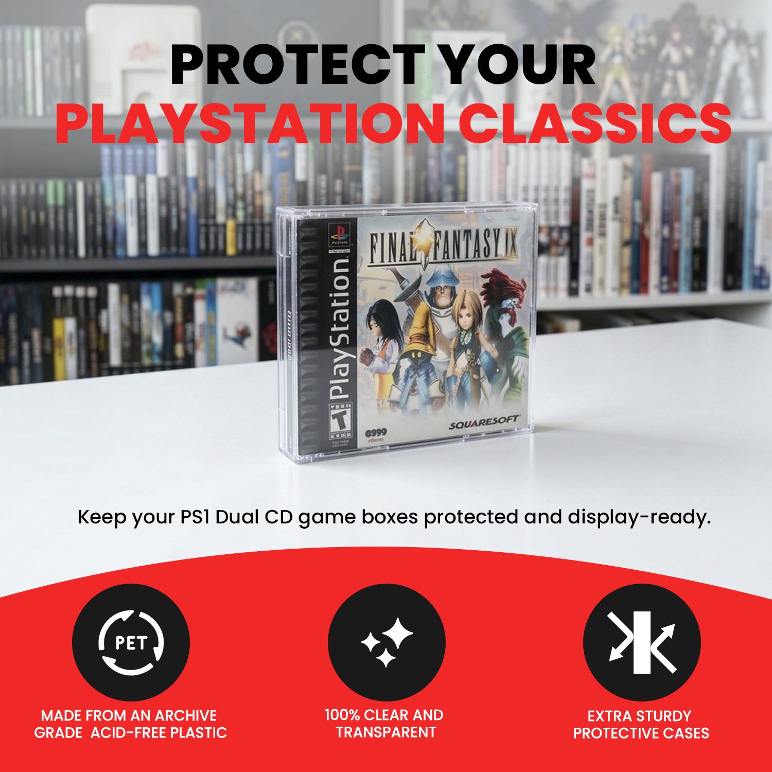 Sony Playstation PS1 Dual CD - EVORETRO PET Protectors - Pack of 25