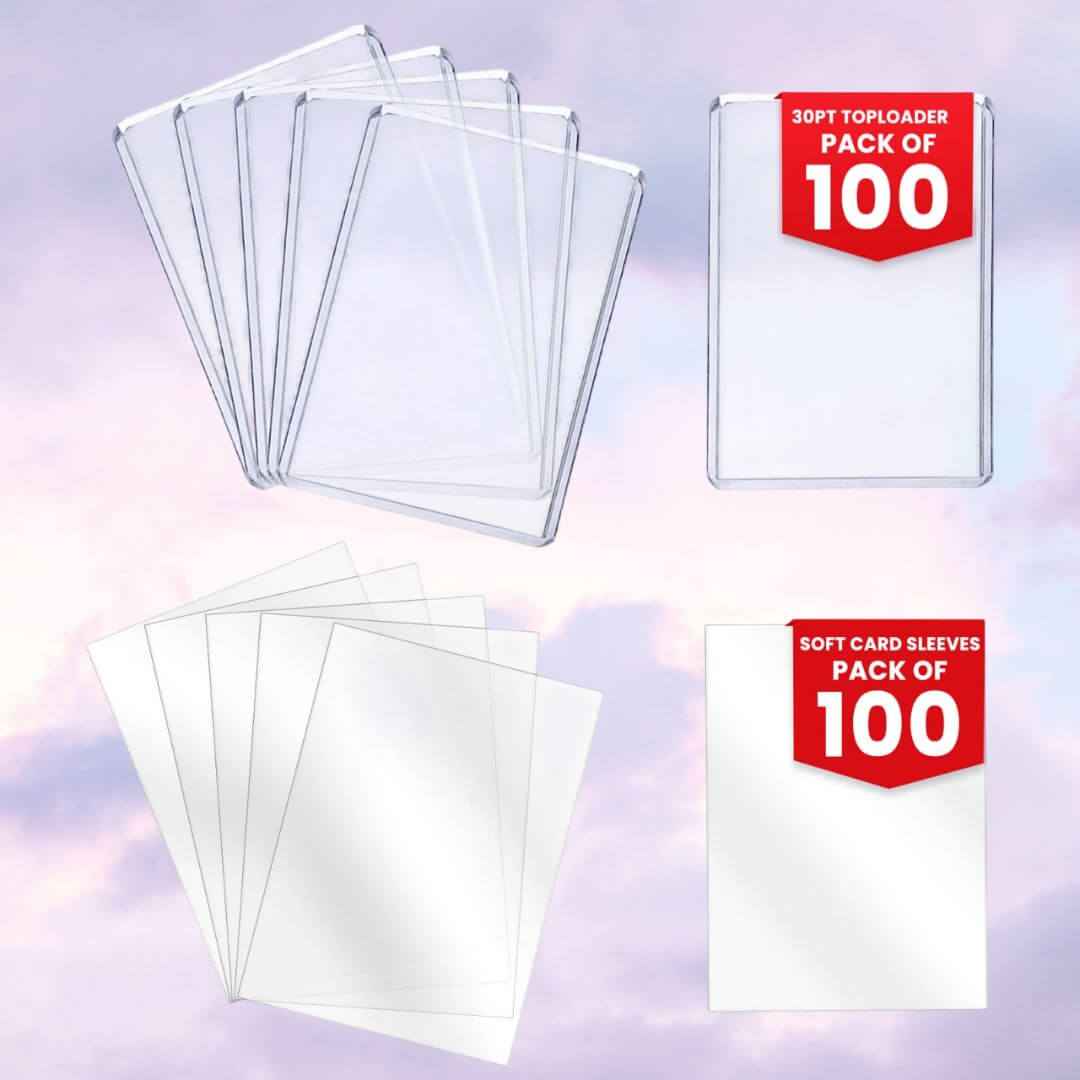 EVORETRO Top Loaders & Sleeves - Pack of 100 Toploaders 35PT & 100 Sleeves