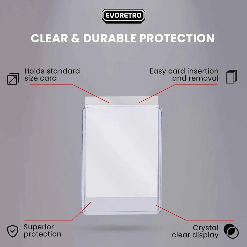 EVORETRO Top Loaders & Sleeves - Pack of 100 Toploaders 35PT & 100 Sleeves