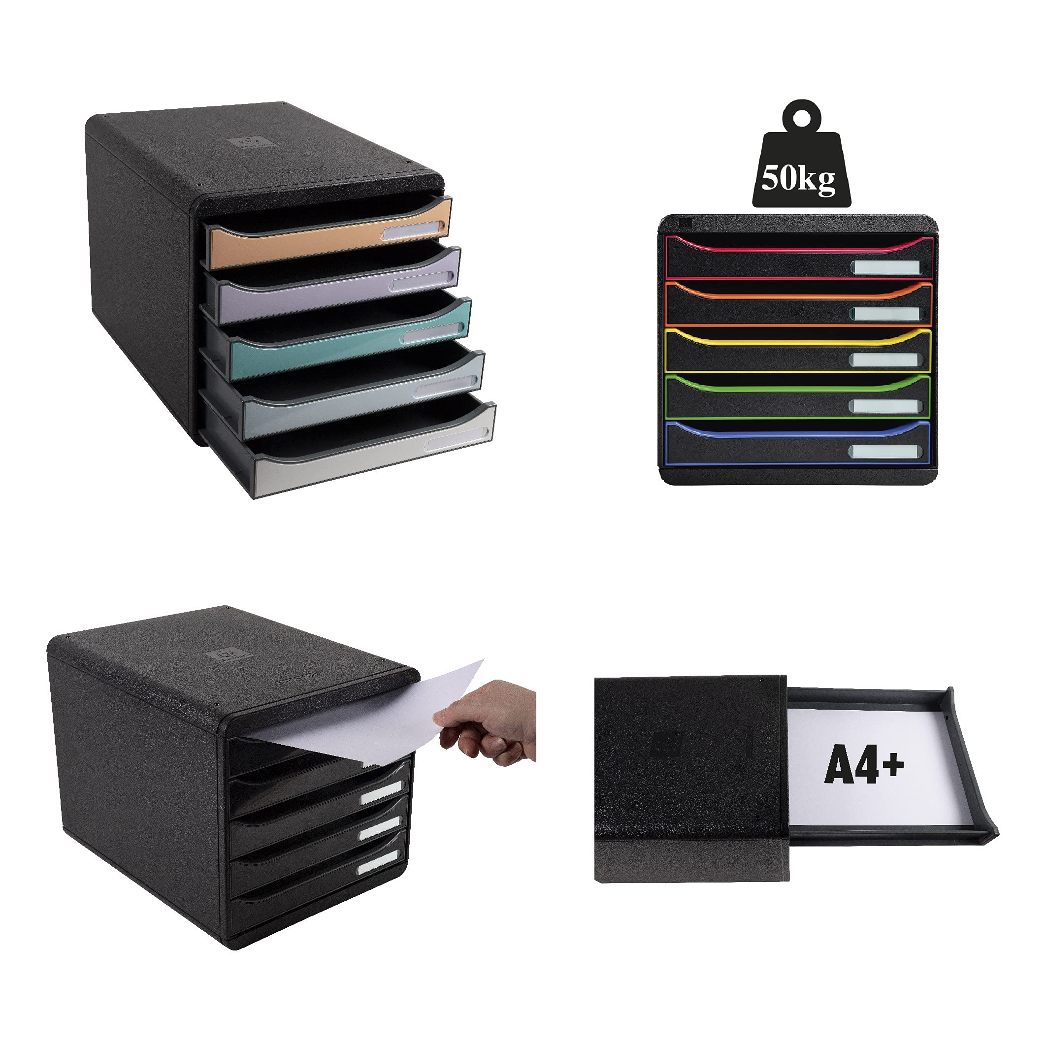 EXACOMPTA - BIG-BOX PLUS ECOBLACK NOIR 5 tiroirs