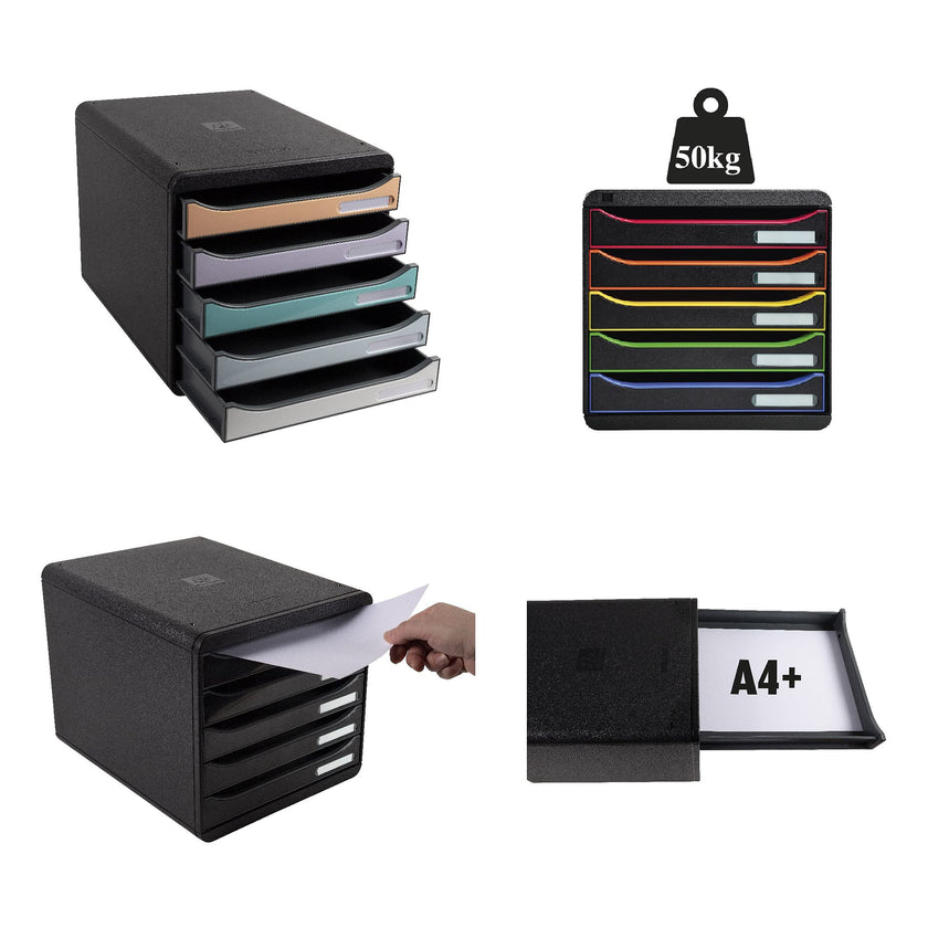 EXACOMPTA - BIG-BOX PLUS ECOBLACK NOIR 5 tiroirs
