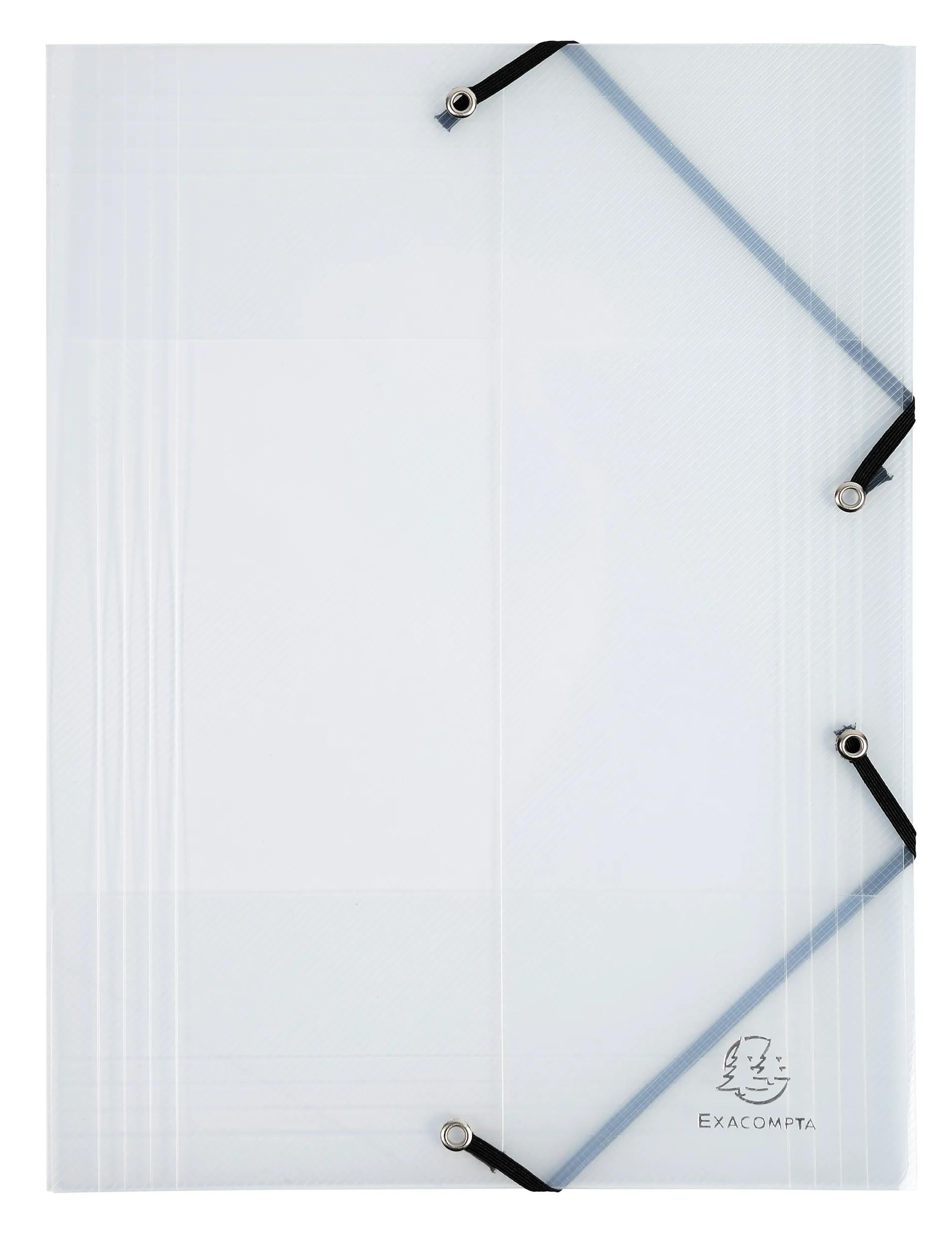 EXACOMPTA - CRYSTAL PP ELATICATED 3 FLAP FOLDERS, A4, CLEAR - CRYSTAL