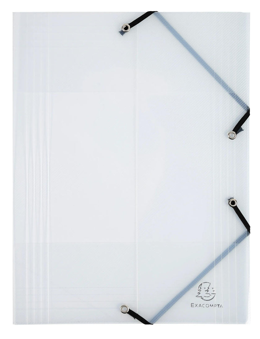 EXACOMPTA - CRYSTAL PP ELATICATED 3 FLAP FOLDERS, A4, CLEAR - CRYSTAL