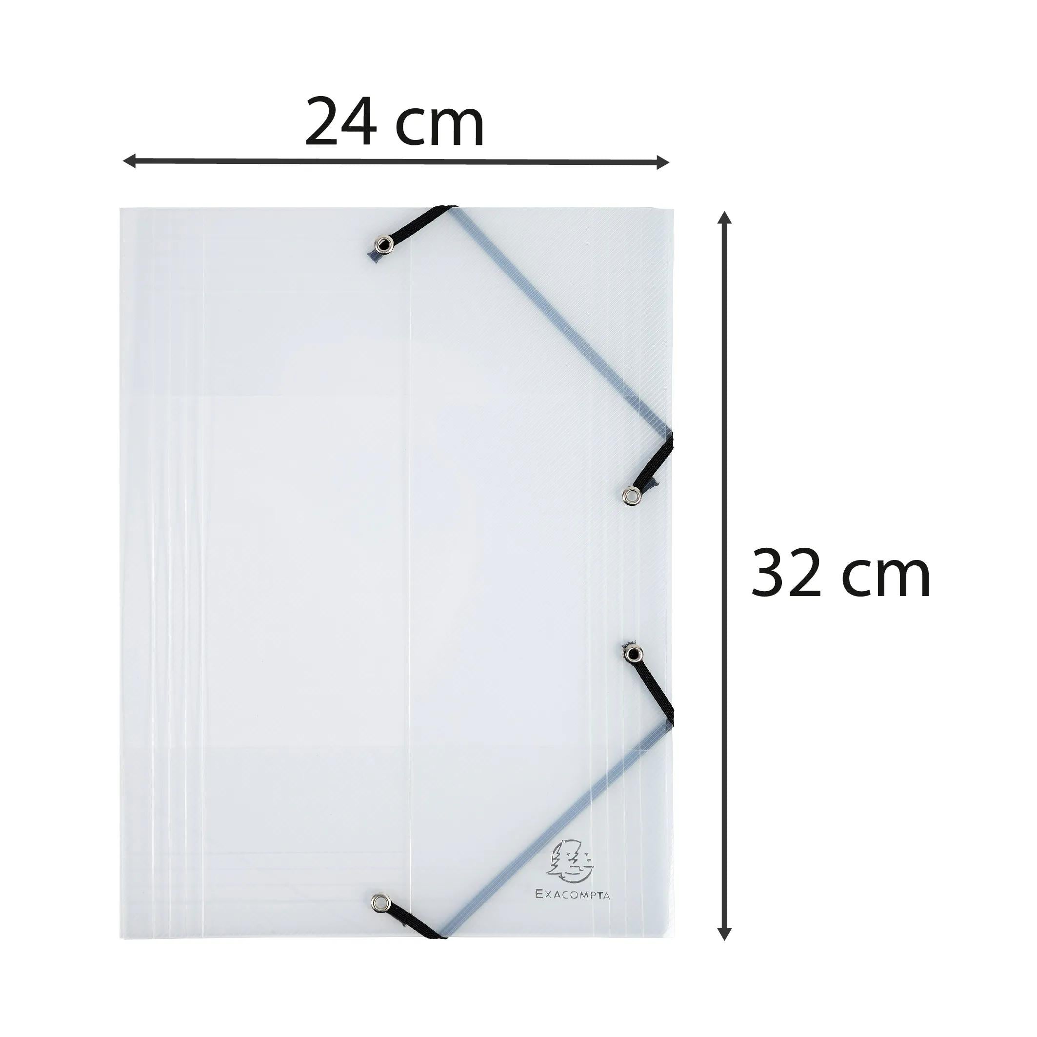 EXACOMPTA - CRYSTAL PP ELATICATED 3 FLAP FOLDERS, A4, CLEAR - CRYSTAL