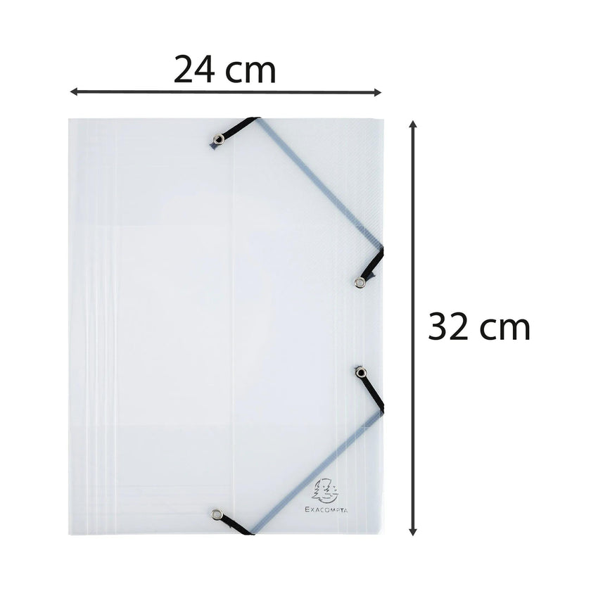EXACOMPTA - CRYSTAL PP ELATICATED 3 FLAP FOLDERS, A4, CLEAR - CRYSTAL