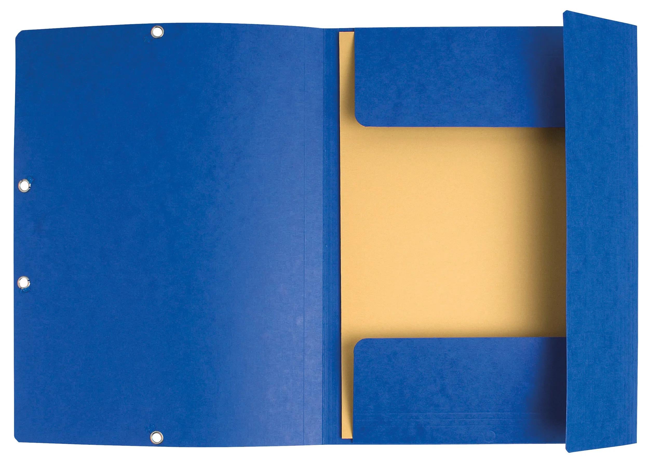 EXACOMPTA - ELASTICATED FOLDER, 3-FLAP, 400GSM PRESSBOARD, A4 - BLUE