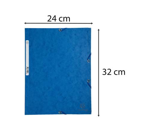 EXACOMPTA - ELASTICATED FOLDER, 3-FLAP, 400GSM PRESSBOARD, A4 - BLUE