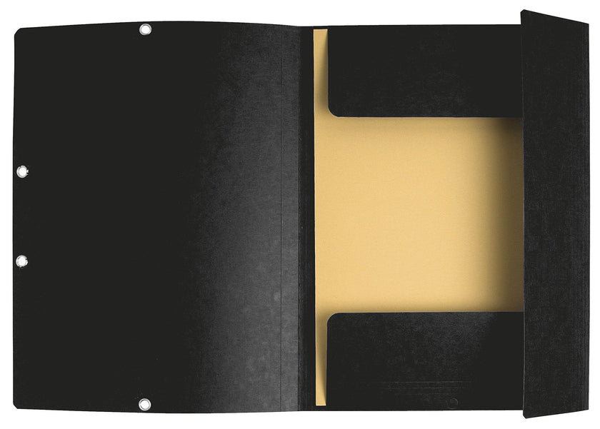 EXACOMPTA - EXACOMPTA ELASTICATED FOLDER, 3-FLAP, 400GSM PRESSBOARD, A4 - BLACK