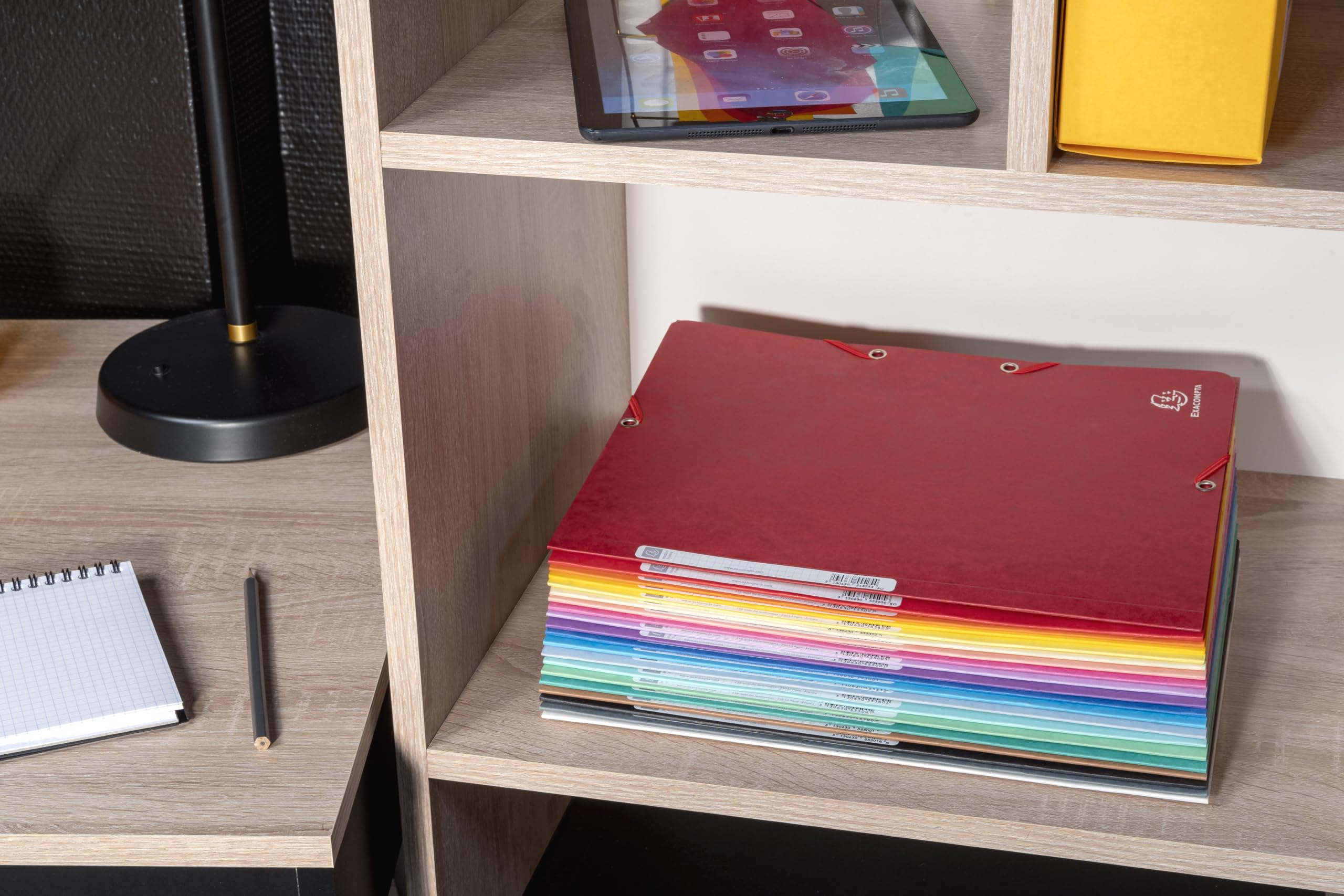EXACOMPTA - EXACOMPTA ELASTICATED FOLDER, 3-FLAP, 400GSM PRESSBOARD, A4 - BLACK