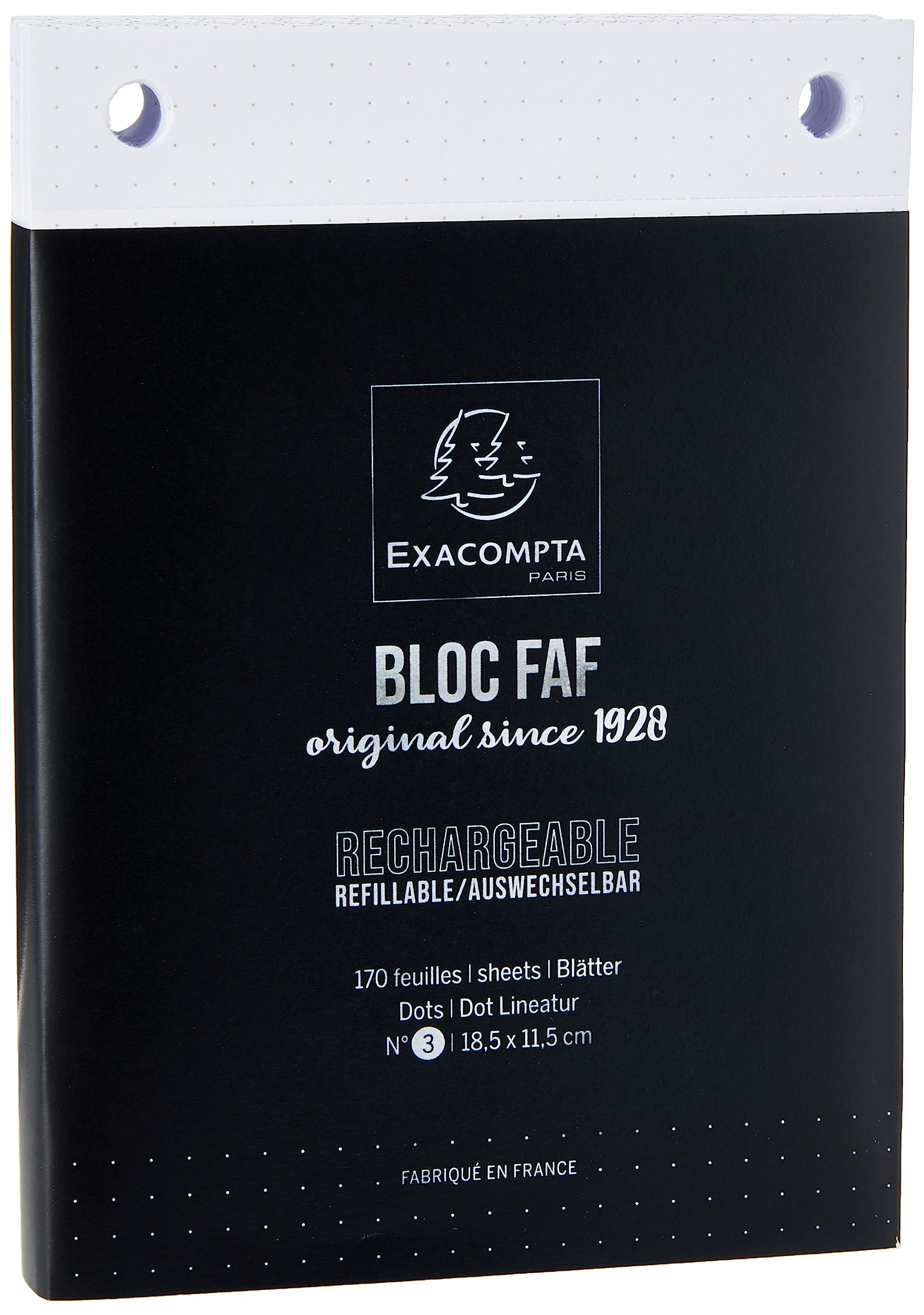 EXACOMPTA - FAF REFILL NO.2 16X10CM 170 SHEETS, DOTS - WHITE