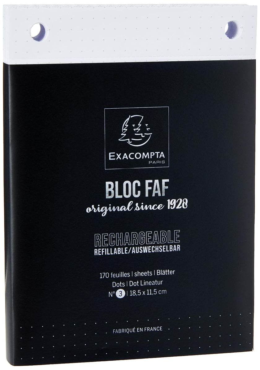 EXACOMPTA - FAF REFILL NO.2 16X10CM 170 SHEETS, DOTS - WHITE