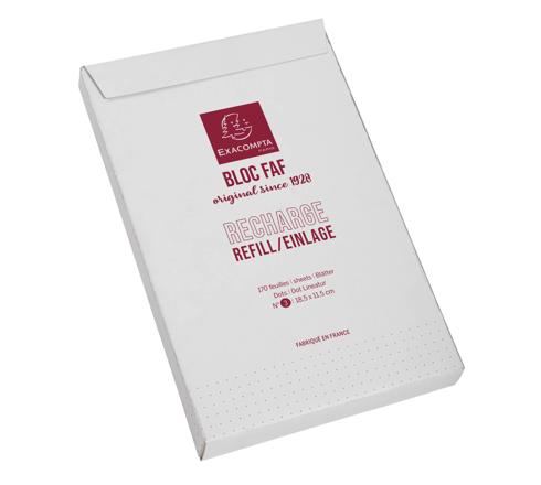 EXACOMPTA - FAF REFILL NO.2 16X10CM 170 SHEETS, DOTS - WHITE
