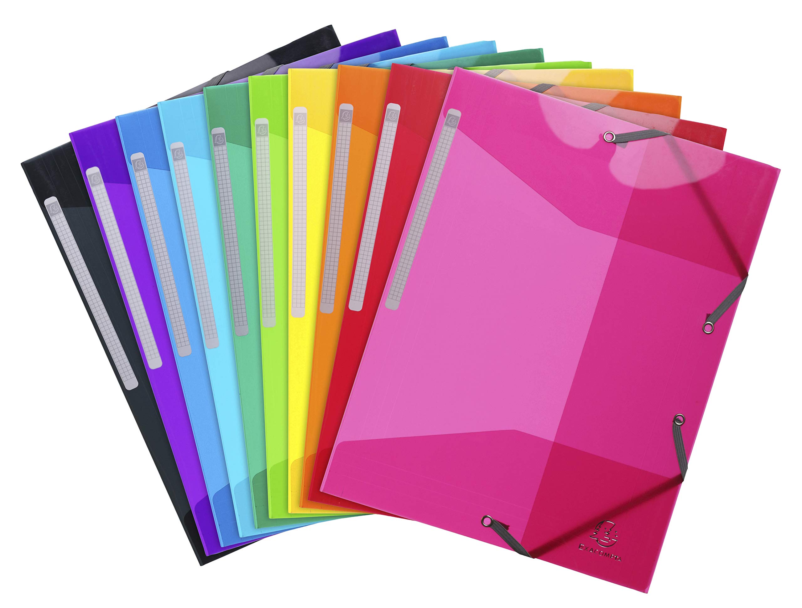 EXACOMPTA - IDERAMA ELASTICATED FOLDER (3-FLAP) PP, A4 - ASSORTED COLOURS