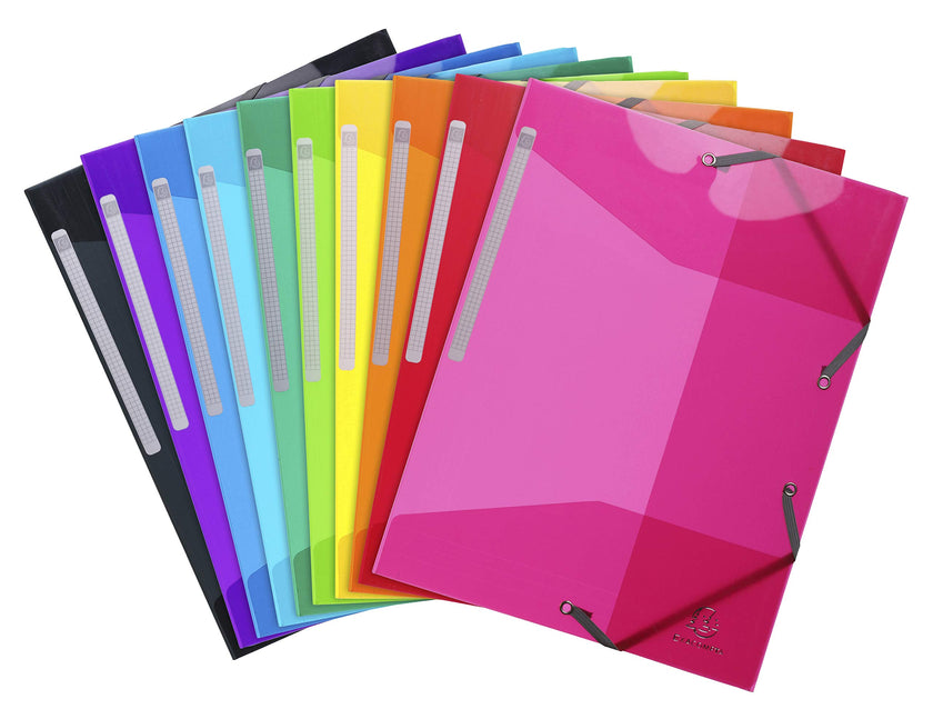 EXACOMPTA - IDERAMA ELASTICATED FOLDER (3-FLAP) PP, A4 - ASSORTED COLOURS