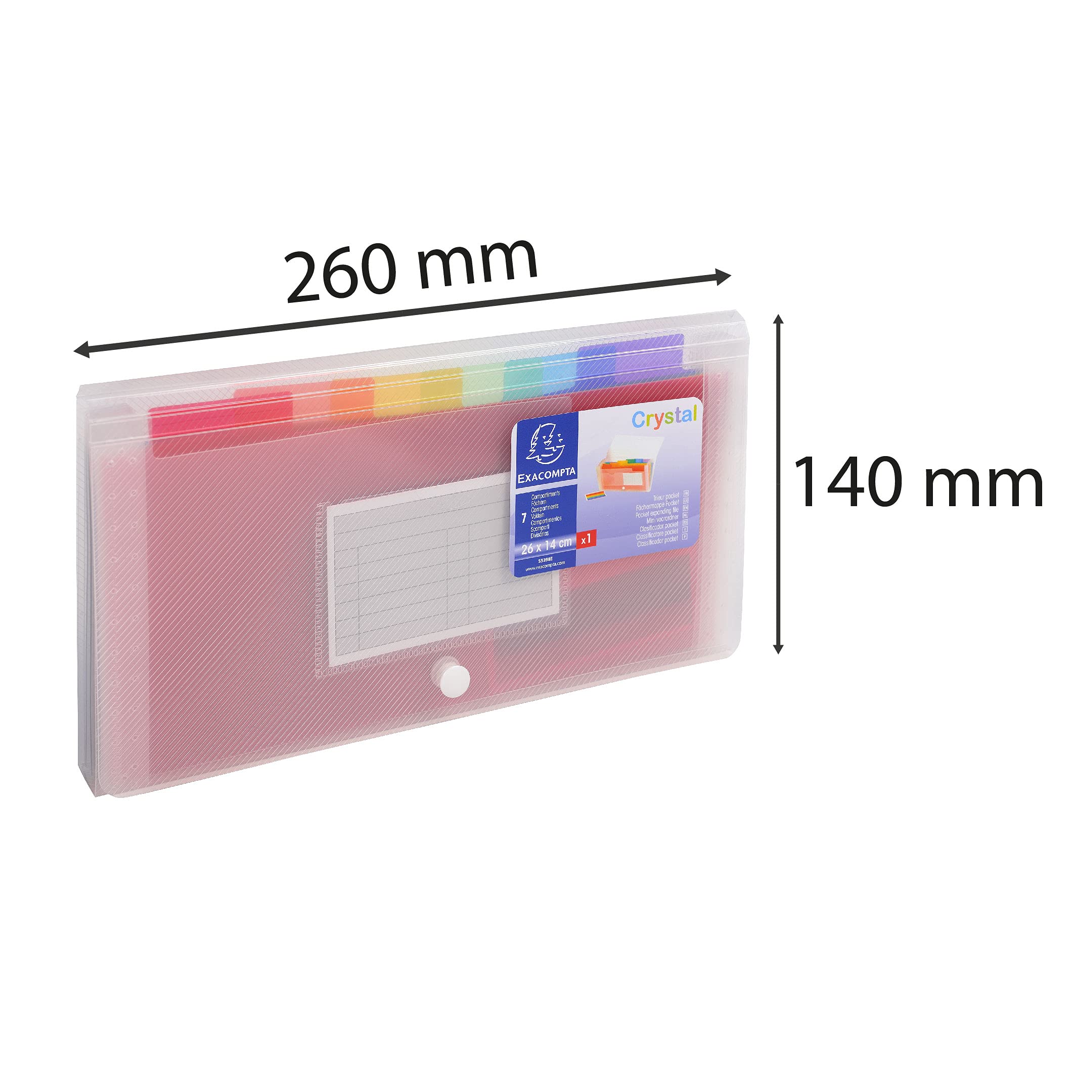 EXACOMPTA - PP EXPANDING FILE, 26X14CM, 7 SECTIONS - CRYSTAL