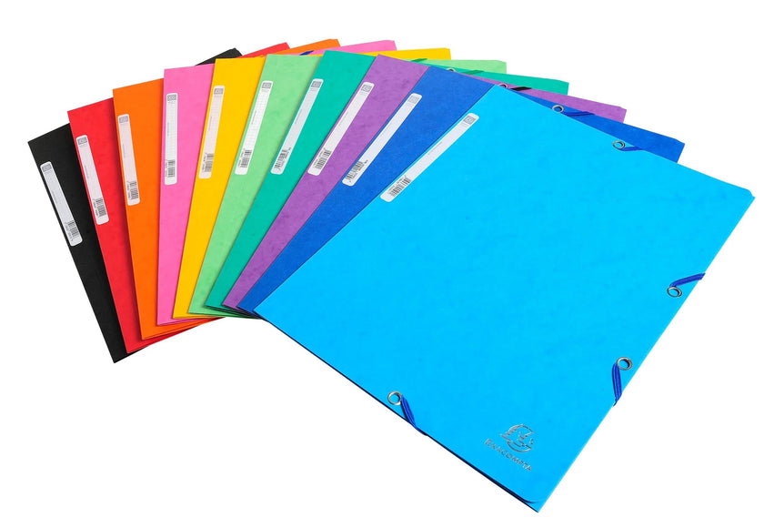 EXACOMPTA - DOSSIER À RABATS ÉLASTIQUÉS EN CARTON PRESSÉ 400GSM A4 - COULEURS VARIÉES