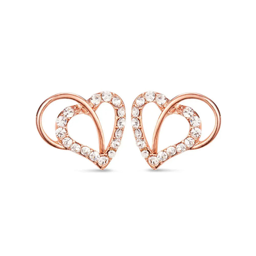 Earrings -925 Sterling -Natural Zircon -Radiant Heart Rose Gold