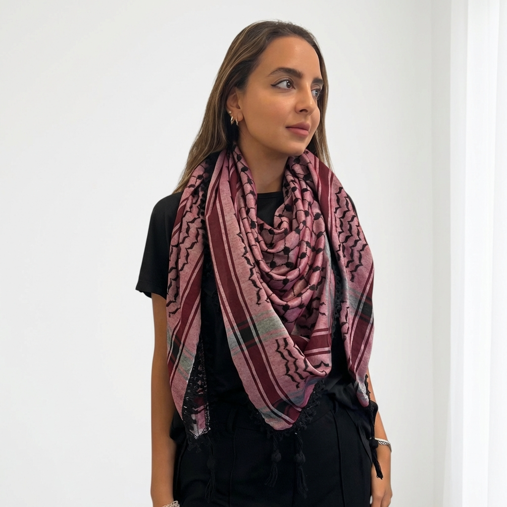 Echoes Kufiya – Deep Maroon · Black