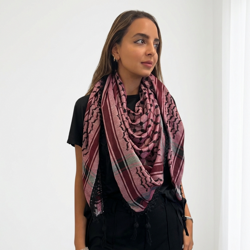 Echoes Kufiya – Deep Maroon · Black