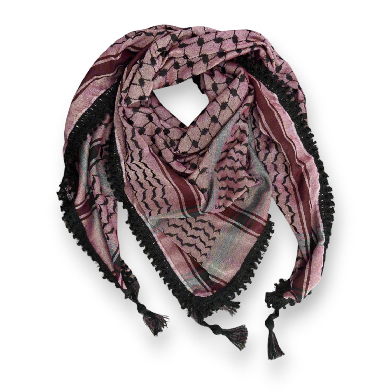 Echoes Kufiya – Deep Maroon · Black