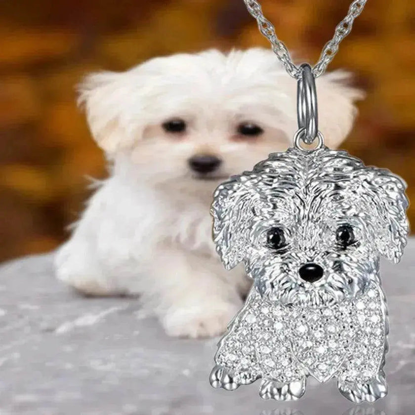 Eco-friendly Zinc Alloy Die Casting Puppy Pendant Necklace