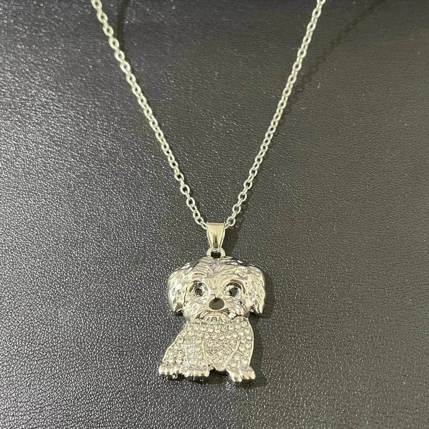 Eco-friendly Zinc Alloy Die Casting Puppy Pendant Necklace