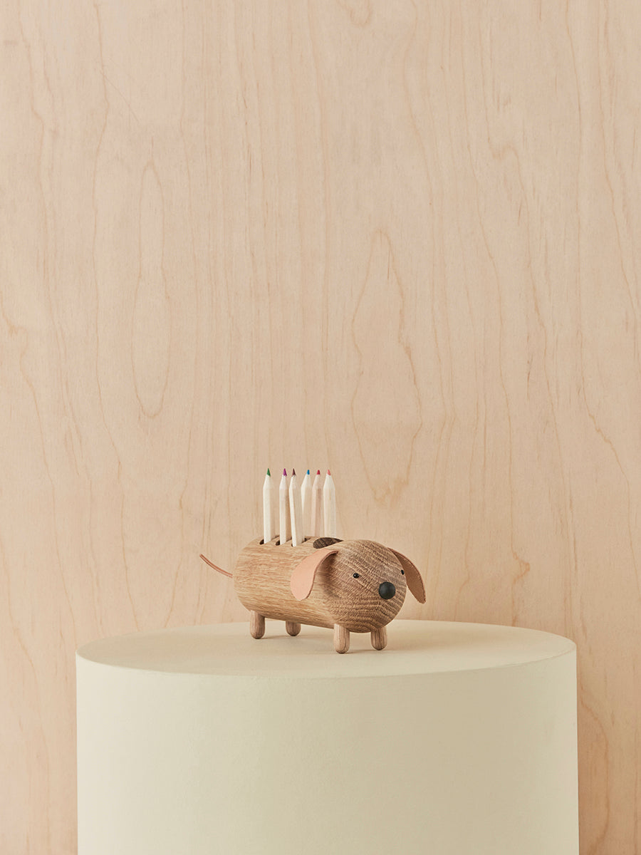 Eddie Dog Pencil Holder - Nature