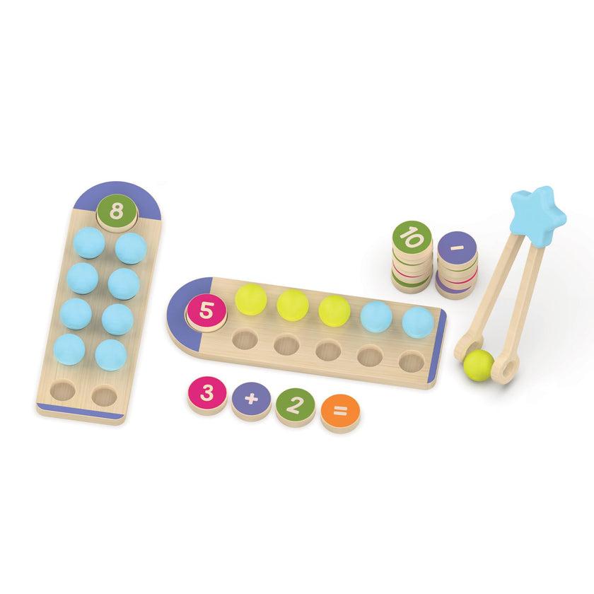 Informations éducatives - ENSEMBLE DE JEUX EN BOIS COMPTEZ ET ASSORTISSEZ