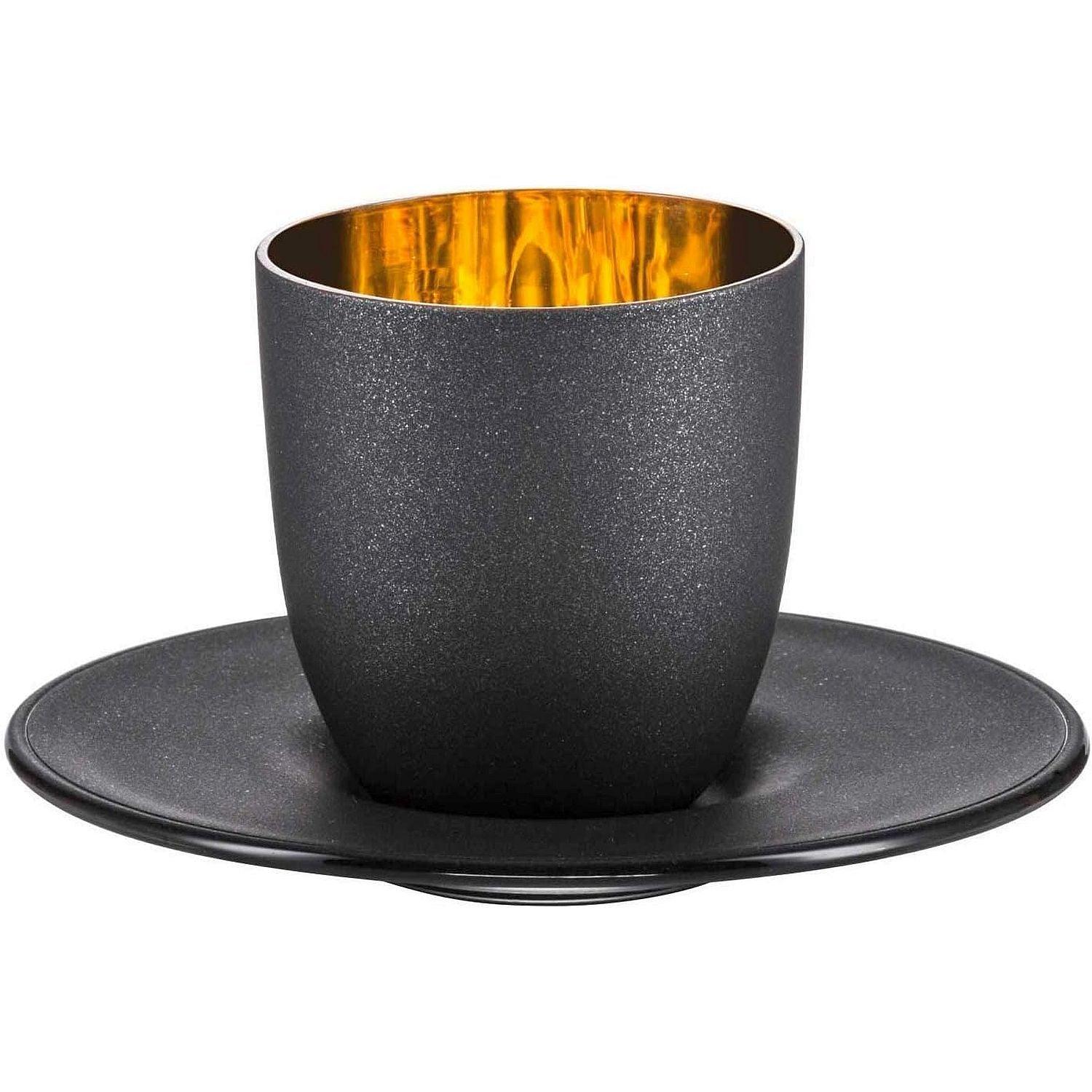 Eisch - Cosmo Espresso with saucer in gift tube - Black