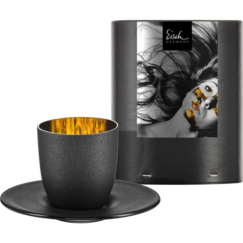 Eisch - Cosmo Espresso with saucer in gift tube - Black
