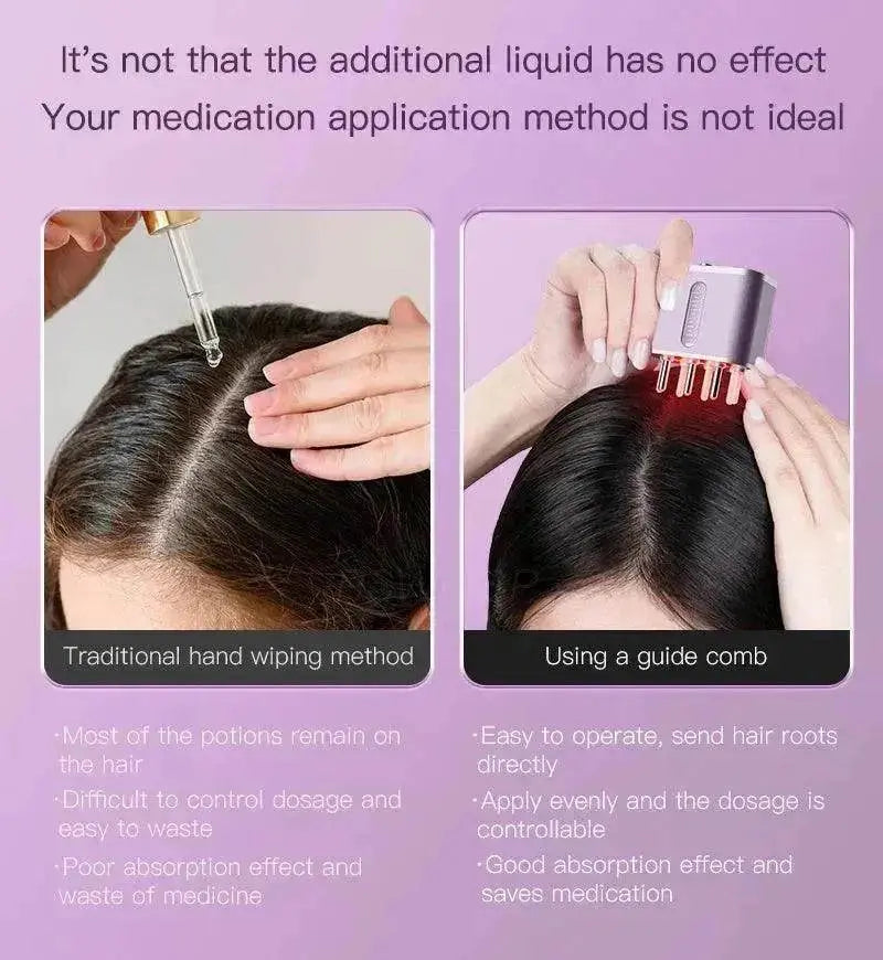 Electric Scalp Massager with Red Light & Oil Applicator