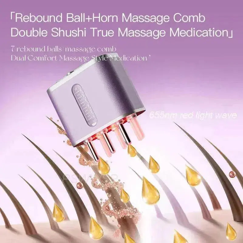 Electric Scalp Massager with Red Light & Oil Applicator