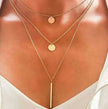Electroplating Gold and Silver Double-layer Wafer And Long Bar Pendant Necklace