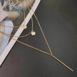 Electroplating Gold and Silver Double-layer Wafer And Long Bar Pendant Necklace
