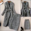 Elegant Luxury Business Office Corporate Tweed Plaid Skirt suit Outfit set 2pcs