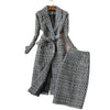 Elegant Luxury Business Office Corporate Tweed Plaid Skirt suit Outfit set 2pcs