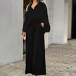 Elegant Printed Shirt Top Wide Leg Pants Fashion Matching Outfit set 2pcs
