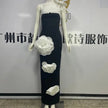 Embroidered Flower Black Long Tube Top Dress Wedding Evening Party Cocktail Dress