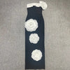 Embroidered Flower Black Long Tube Top Dress Wedding Evening Party Cocktail Dress